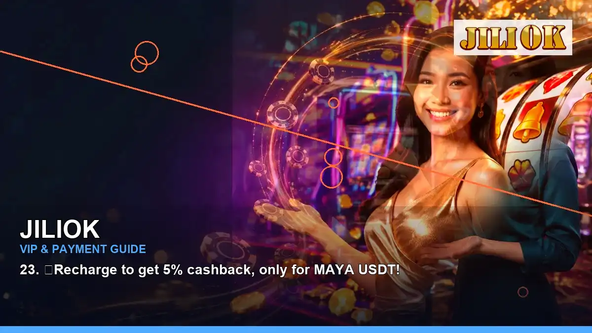 JILIOK reels casino bonus games featuring an adult Filipina casino host with a right-framed composition