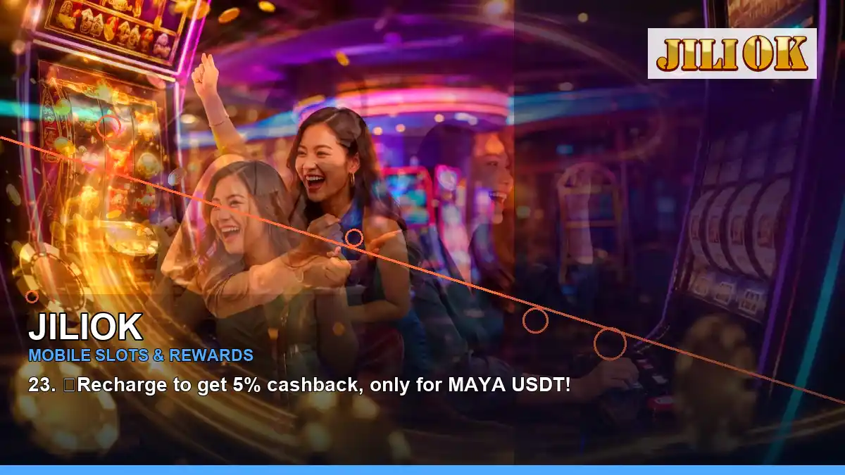 JILIOK reels casino bonus games featuring an adult Filipina casino host with a right-diagonal composition