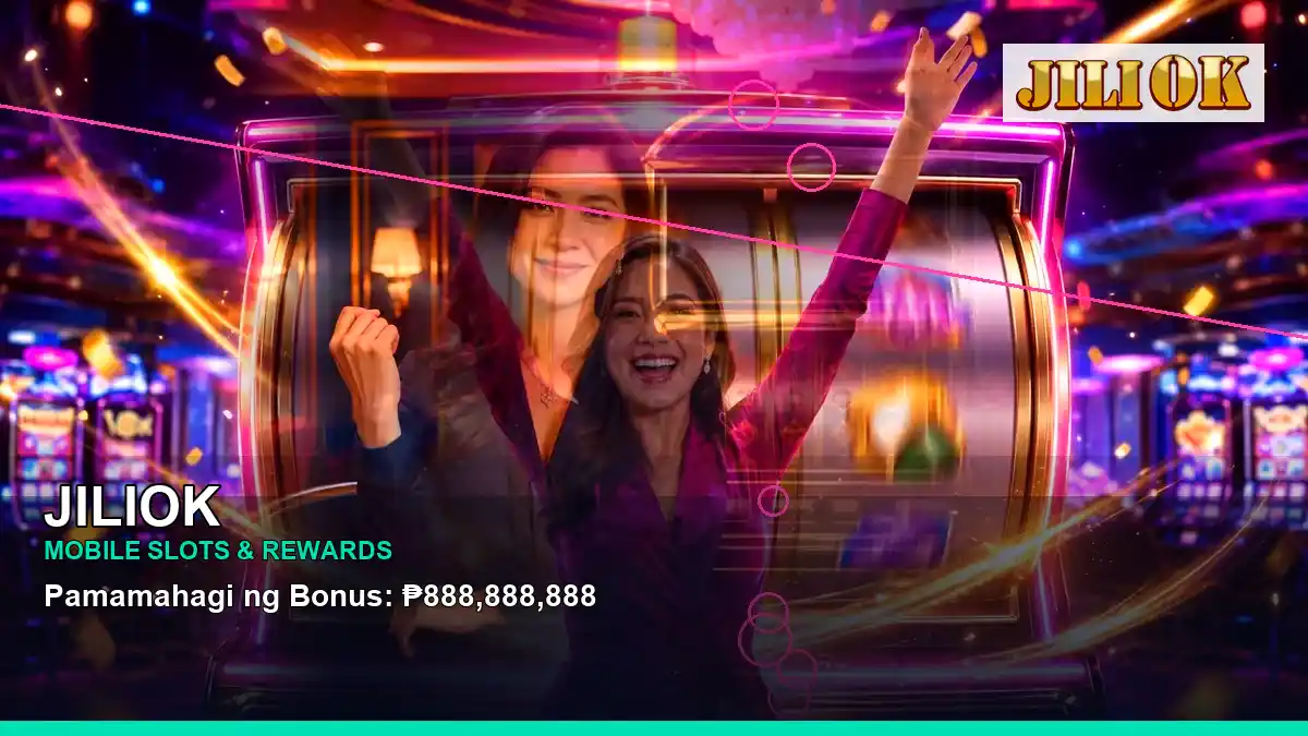 JILIOK centered neon jackpot slot games highlighting mobile-friendly casino play