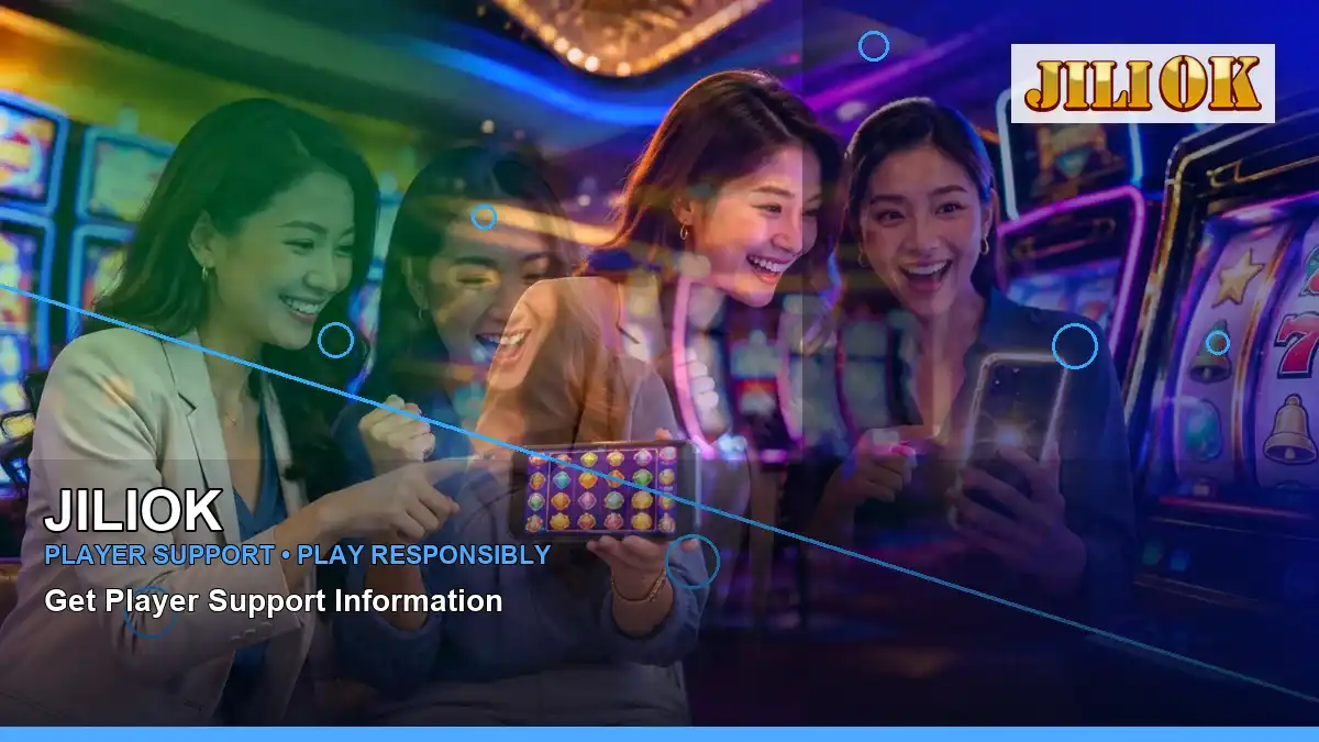 JILIOK mobile casino app featuring an adult Filipina casino host with a right-diagonal composition