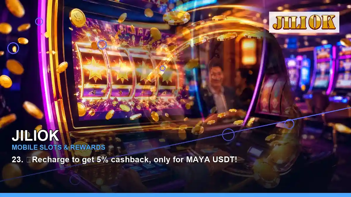 JILIOK night online slot games featuring an adult Filipina casino host with a layered collage composition
